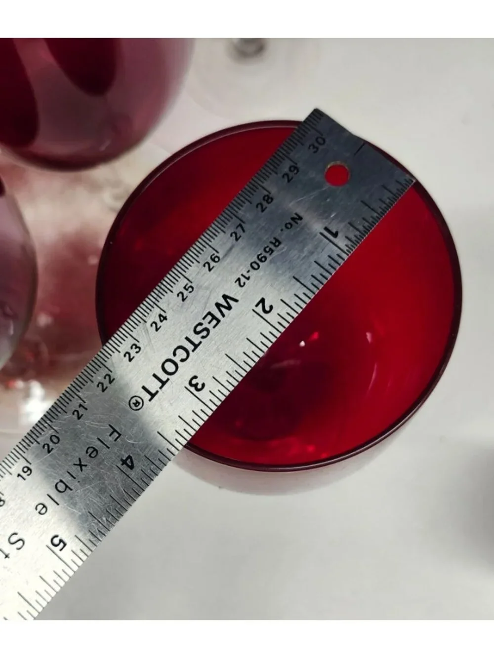 12- Ruby Red Wine Glasses Clear Stem Large Goblets